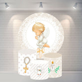 Gold Baby Und Flügel Runden Baby Dusche Hintergrund Für Party